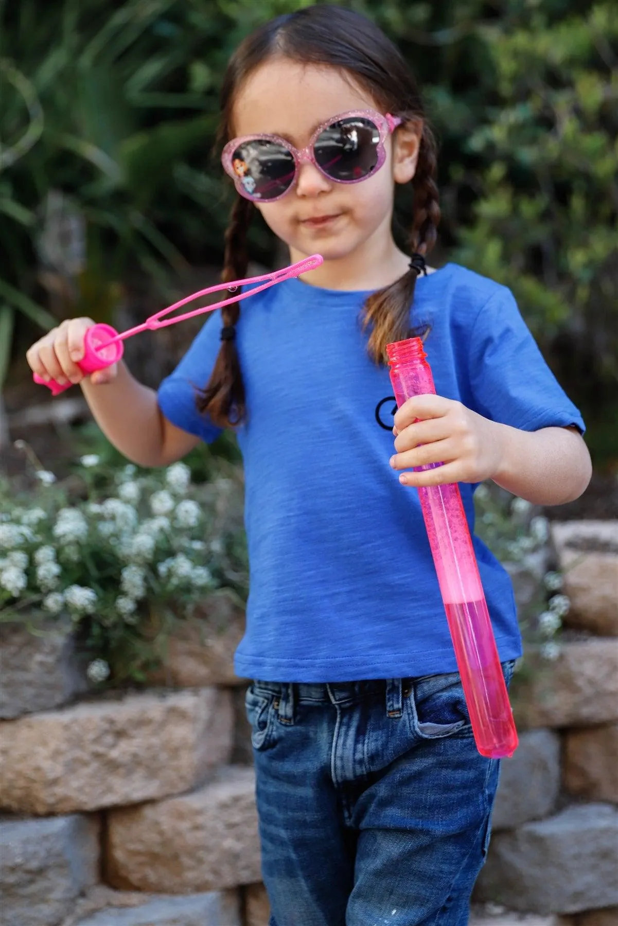 Little Toddler Girls Royal Blue Cotton Velour "Bike" Detail Top