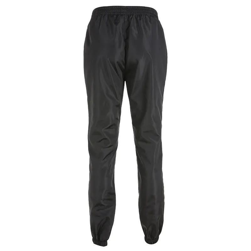 Loose Elastic Waist Letter Print Ankle Length Pants