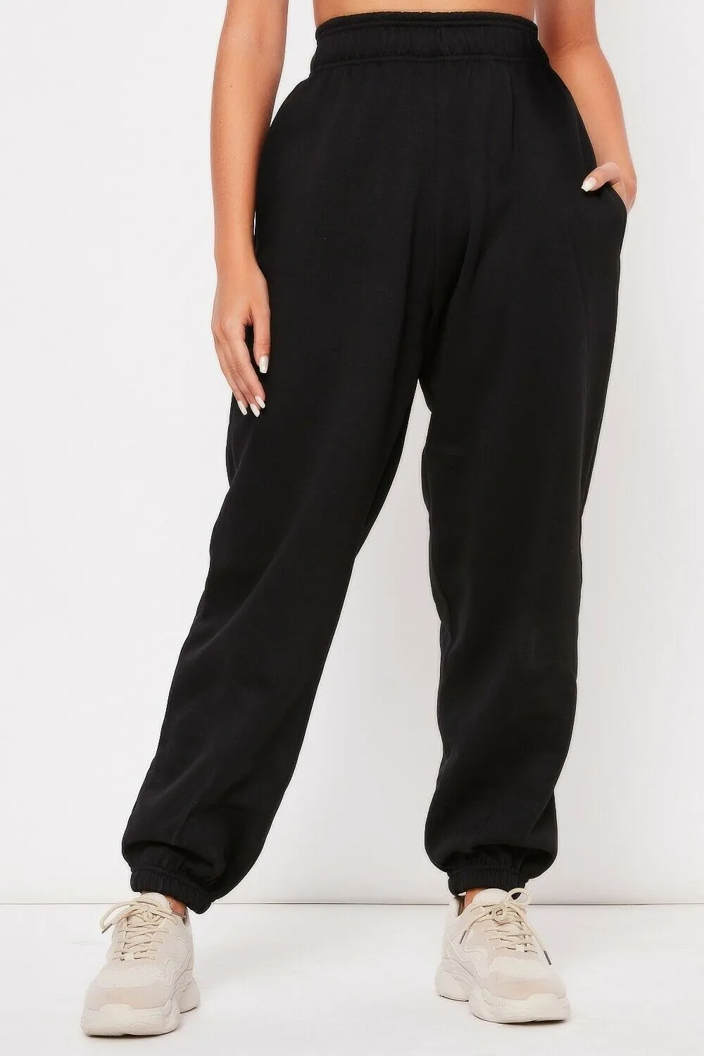 Loose Elastic Waist Solid Ankle Length Pants