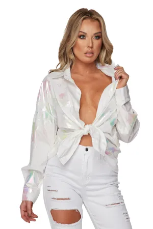 L/s Splash Paint Tie Frnt Shir