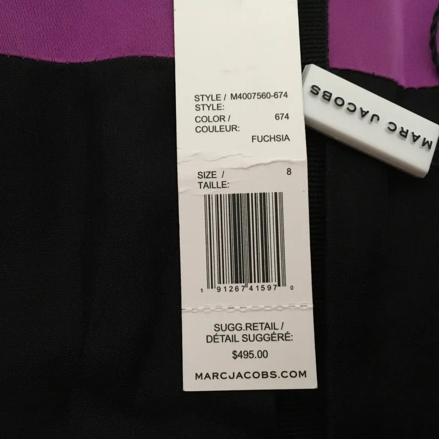 Marc Jacobs Fucshia Color Boat Neck Cap Sleeves Dress