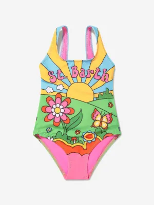 MC2 Saint Barth Girls Peaceful Land Swimsuit in Multicolour