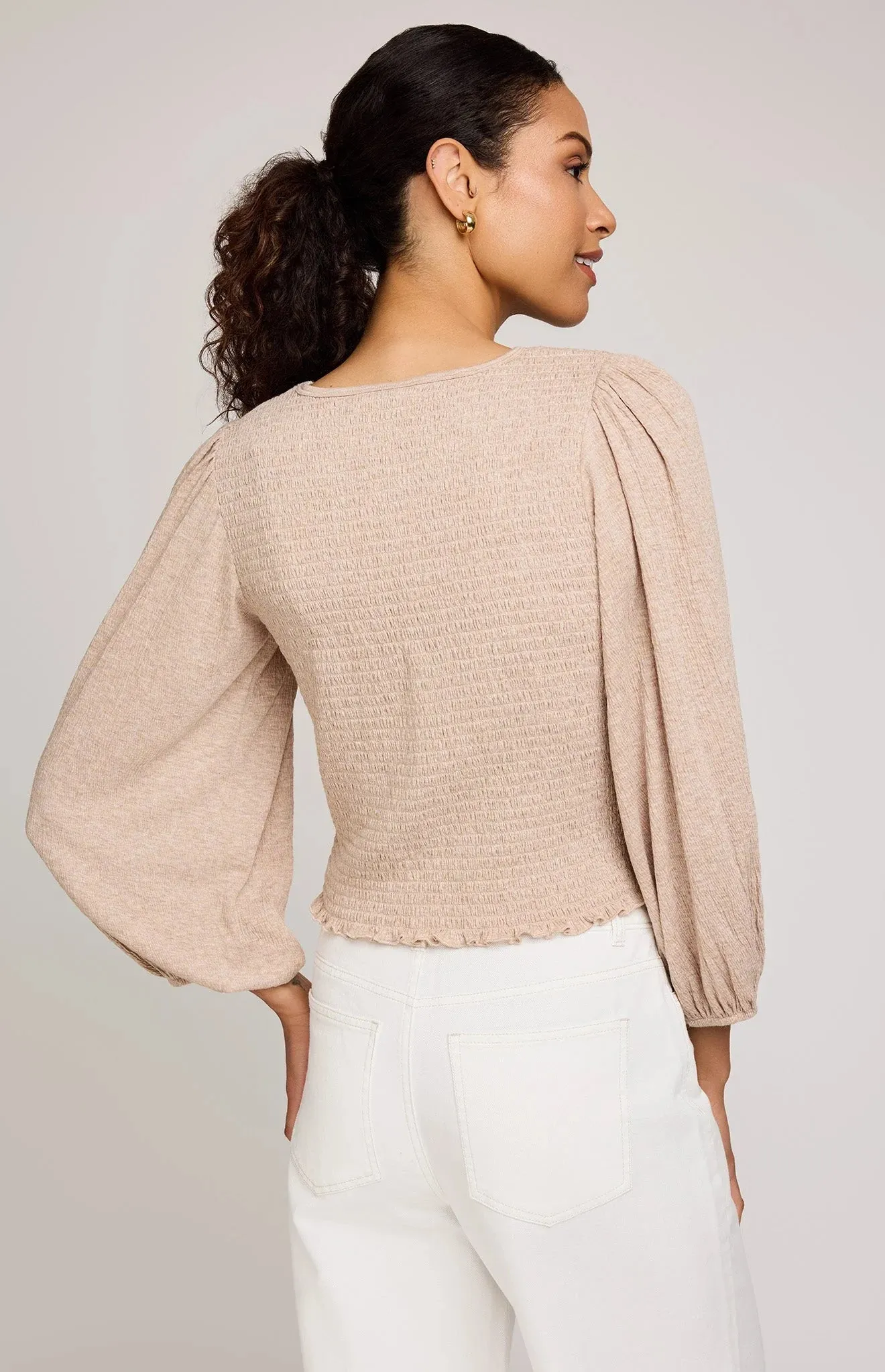 Misha L/S Top-Heather Taupe
