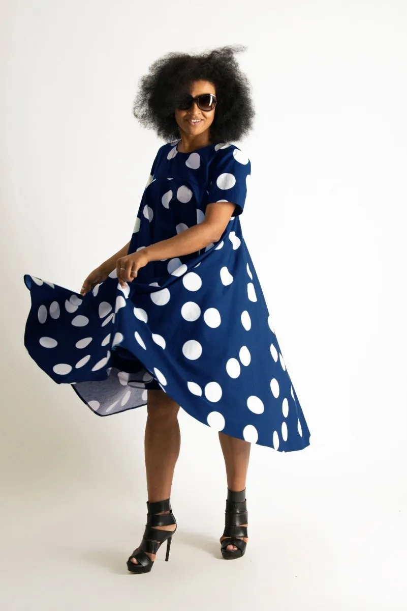 Navy Polka Dots Summer Dress KOSARA