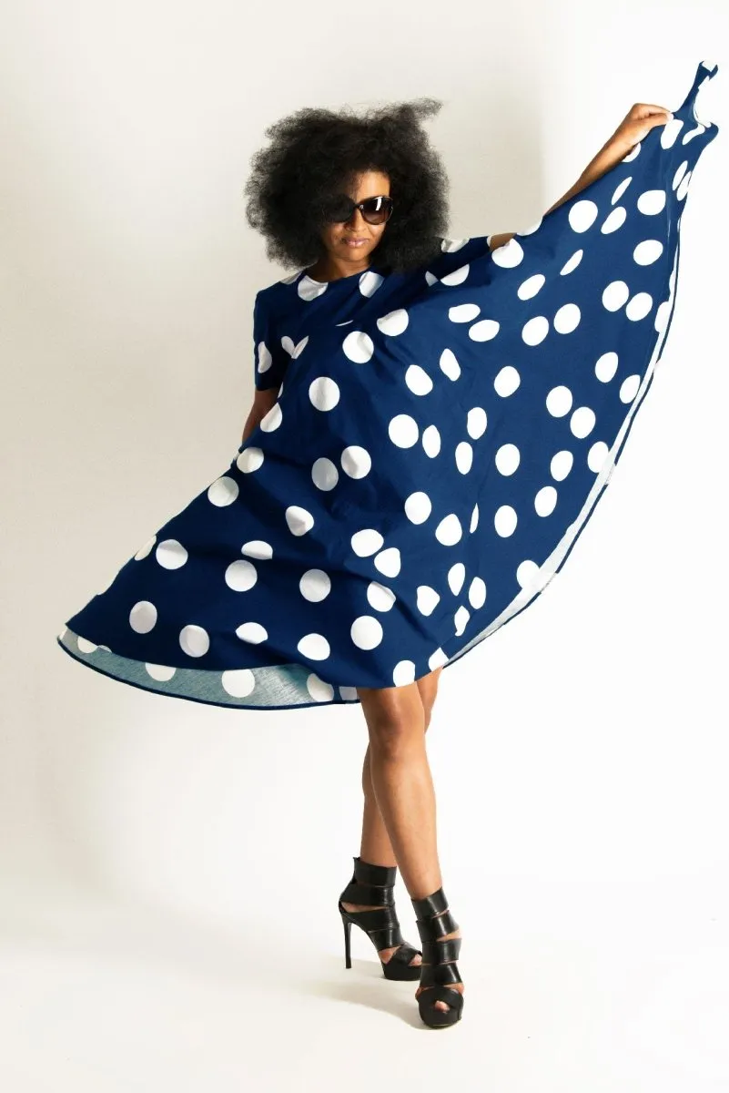 Navy Polka Dots Summer Dress KOSARA