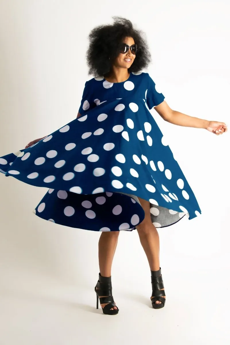 Navy Polka Dots Summer Dress KOSARA