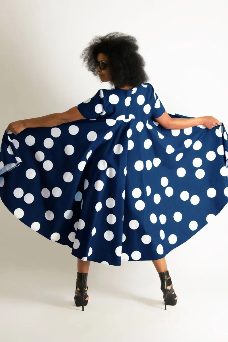 Navy Polka Dots Summer Dress KOSARA