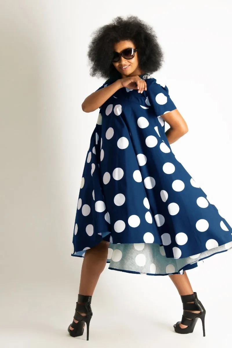 Navy Polka Dots Summer Dress KOSARA