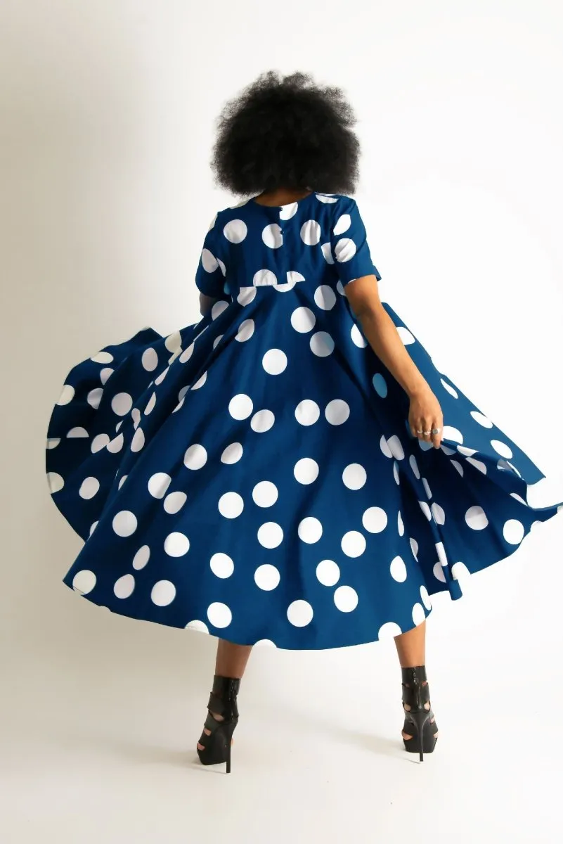 Navy Polka Dots Summer Dress KOSARA