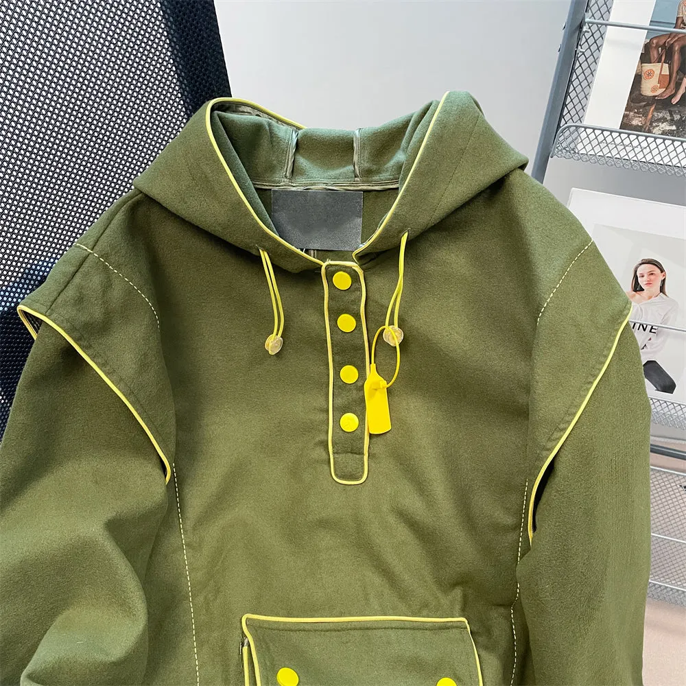 Niche Army Green Hooded Outwear