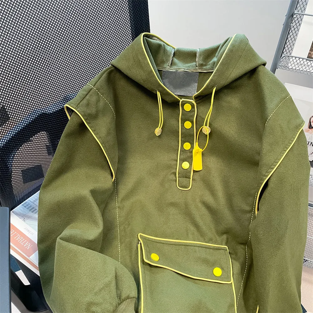 Niche Army Green Hooded Outwear