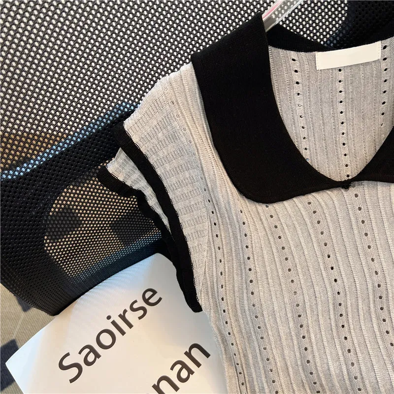 Niche Black&White Knitted Top