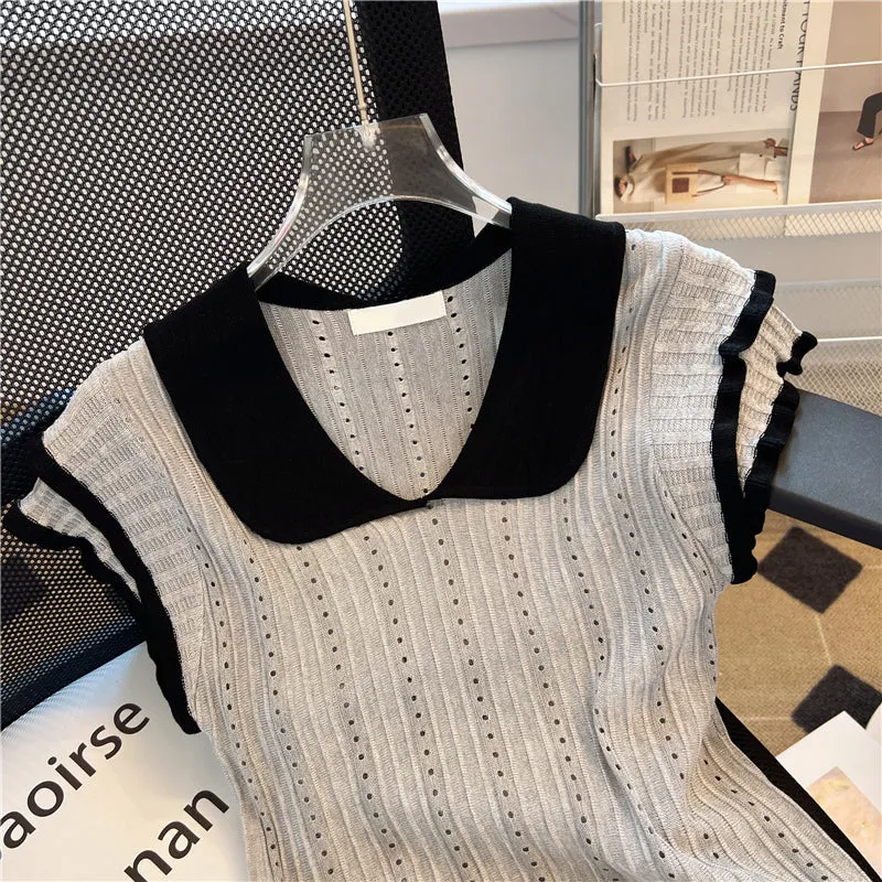 Niche Black&White Knitted Top