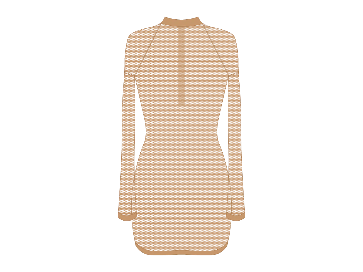 Nude Mesh Zipper Logo Cover-up Dress