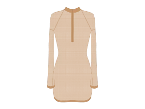 Nude Mesh Zipper Logo Cover-up Dress
