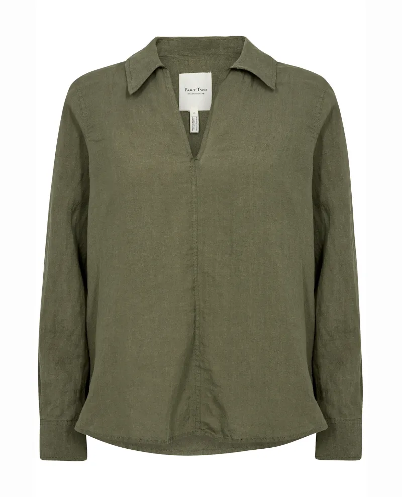 Part Two Natalee Kalamata Green Shirt