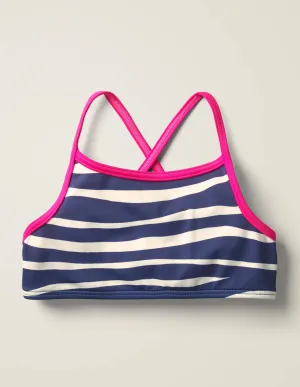 Patterned Bikini Top-Deep Sea Blue Zebra Stripe