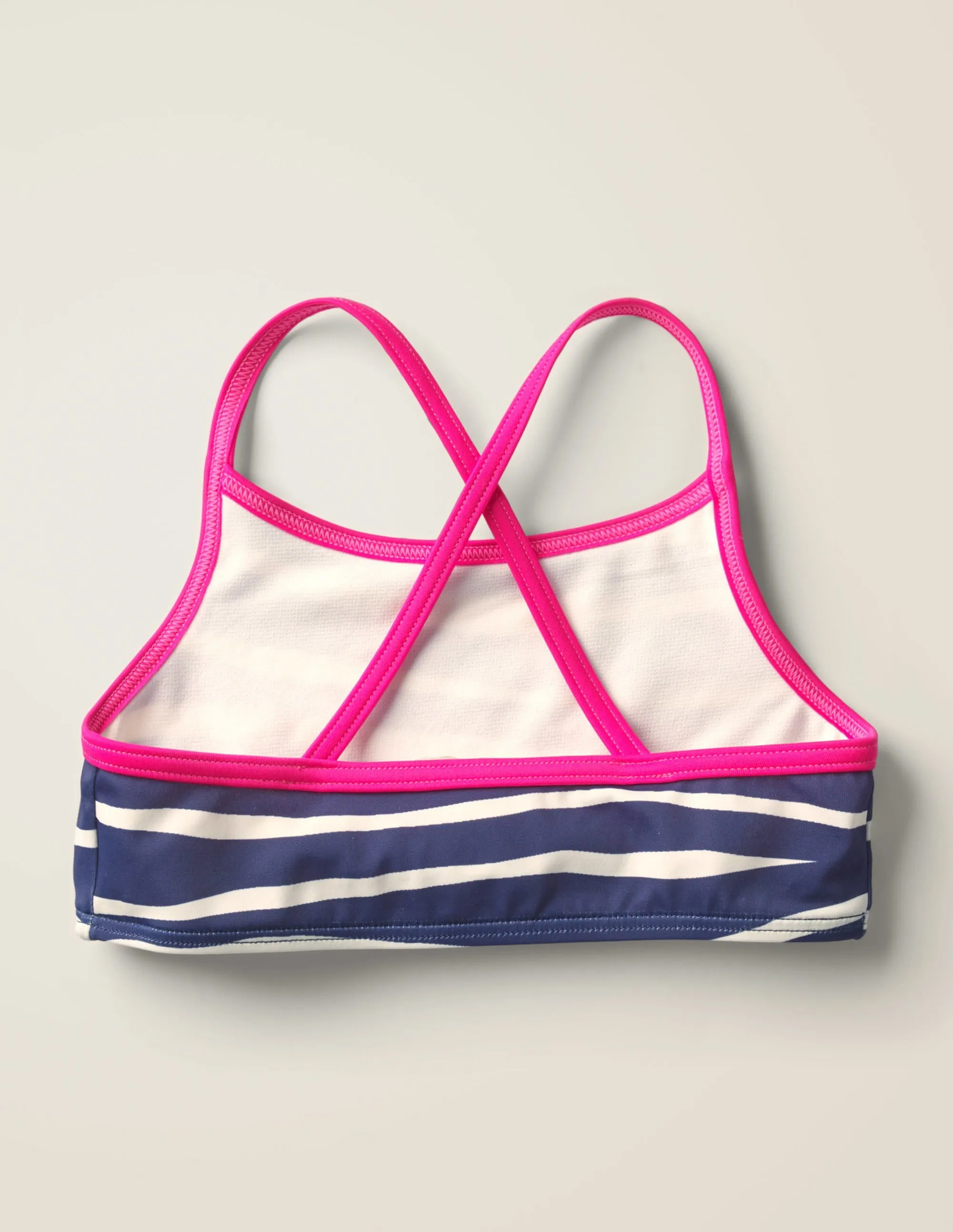 Patterned Bikini Top-Deep Sea Blue Zebra Stripe