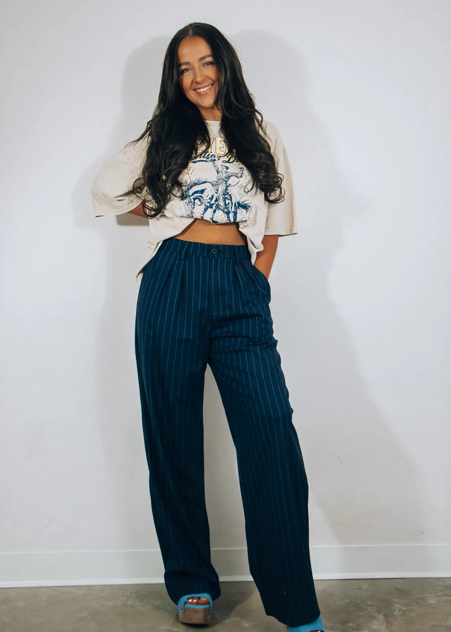 Penelope Navy Pin Stripe Pant