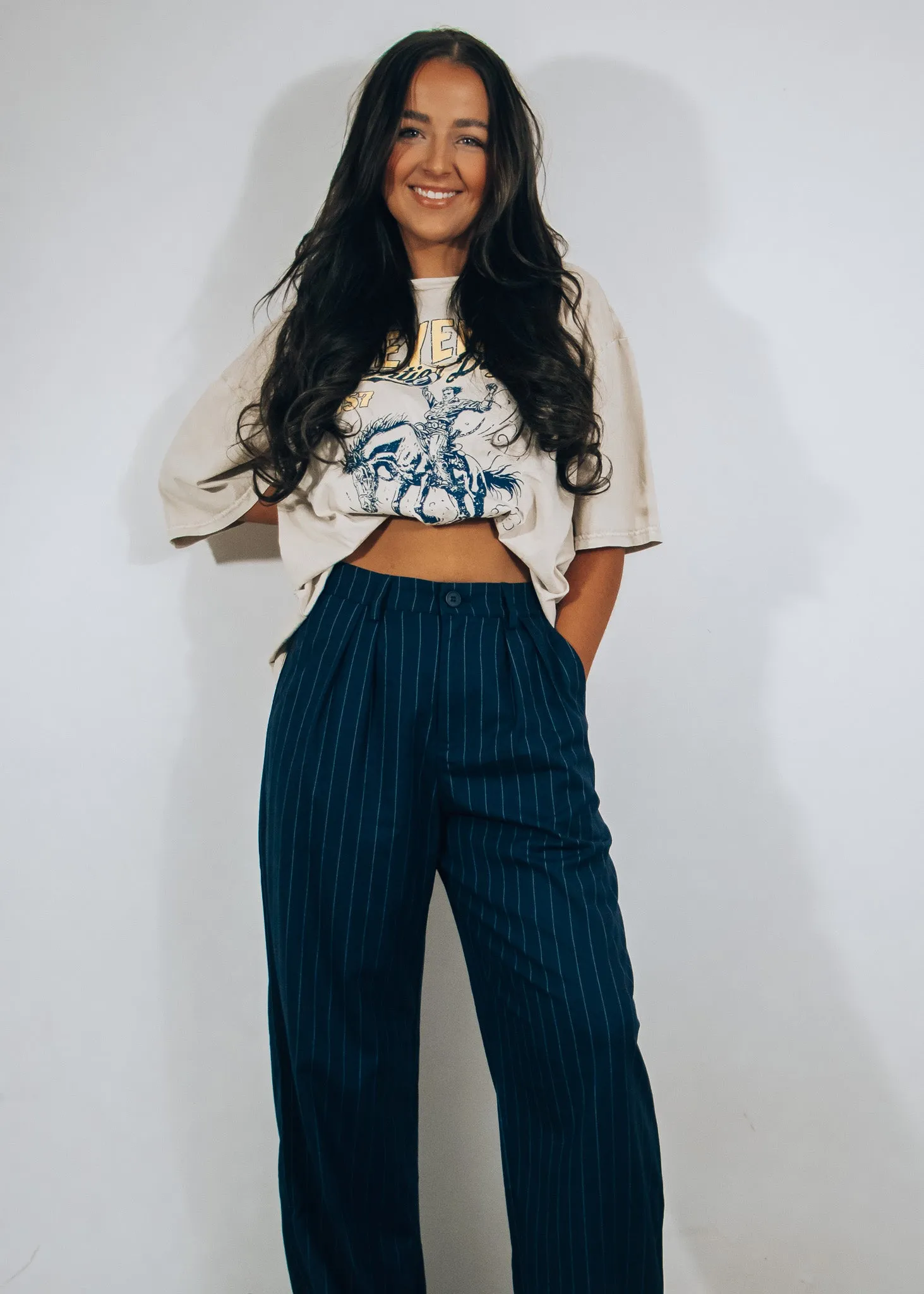 Penelope Navy Pin Stripe Pant