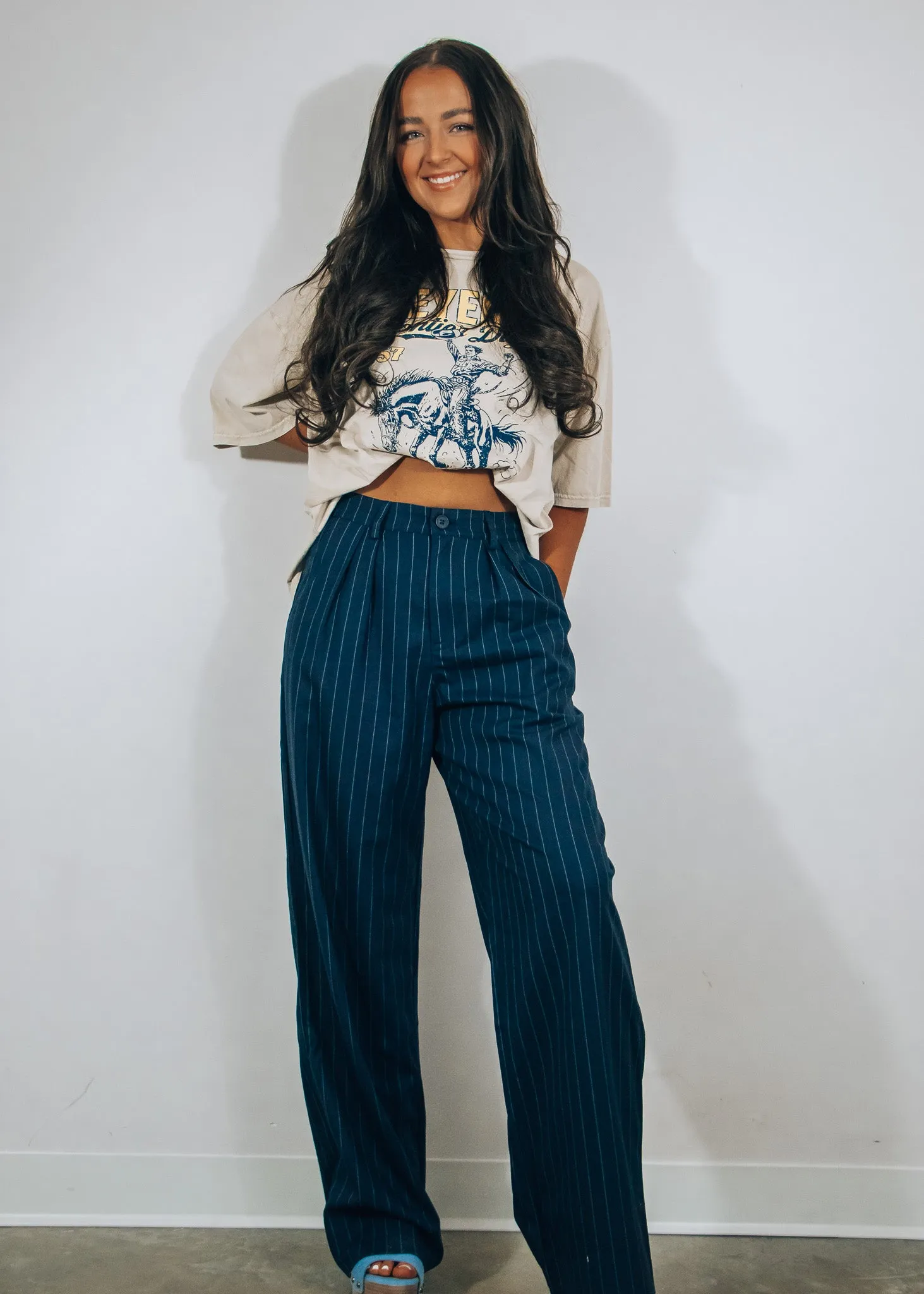 Penelope Navy Pin Stripe Pant
