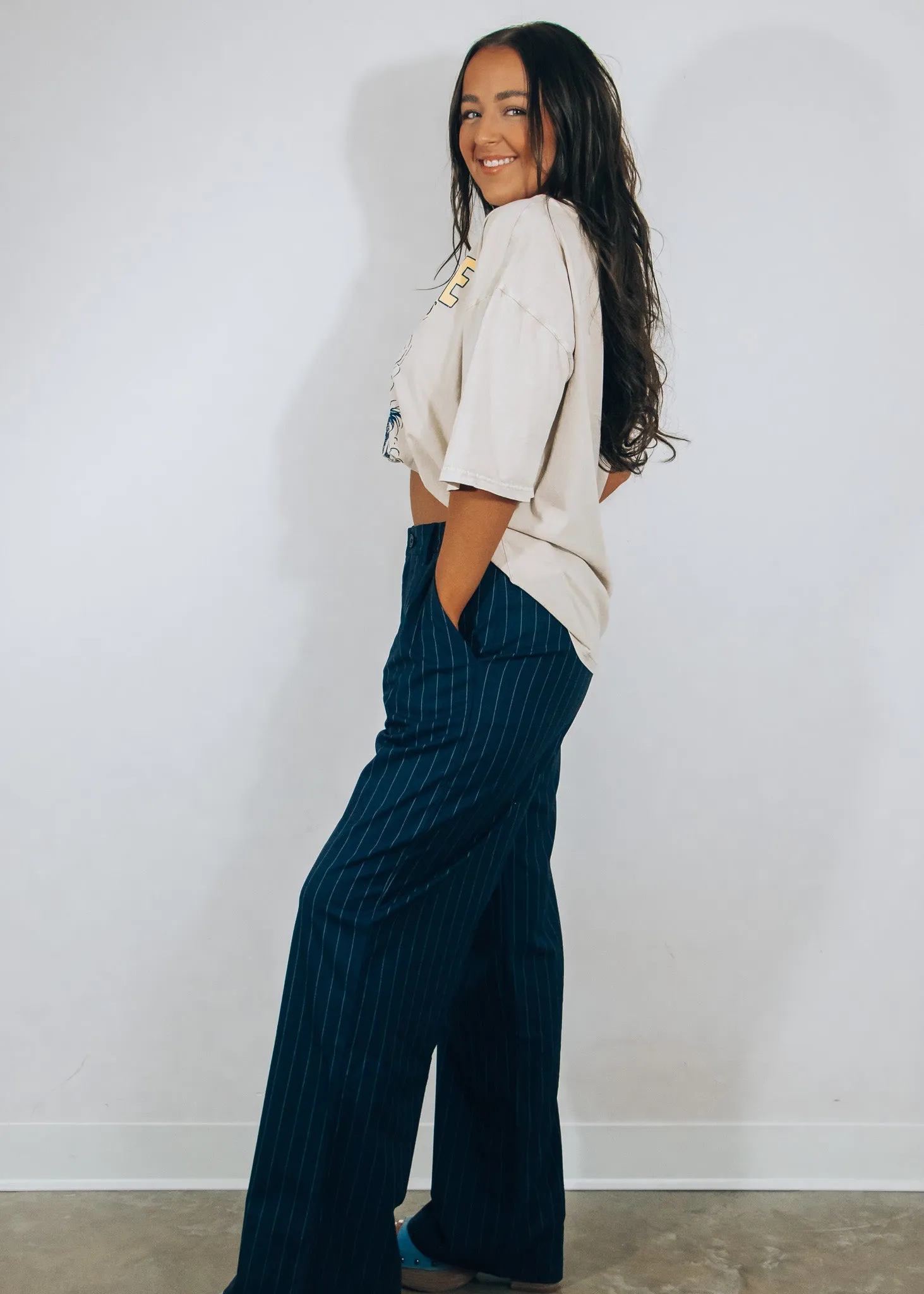 Penelope Navy Pin Stripe Pant