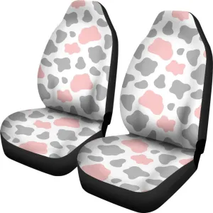 Pink Grey And White Cow Print Universal Fit Car Seat Covers