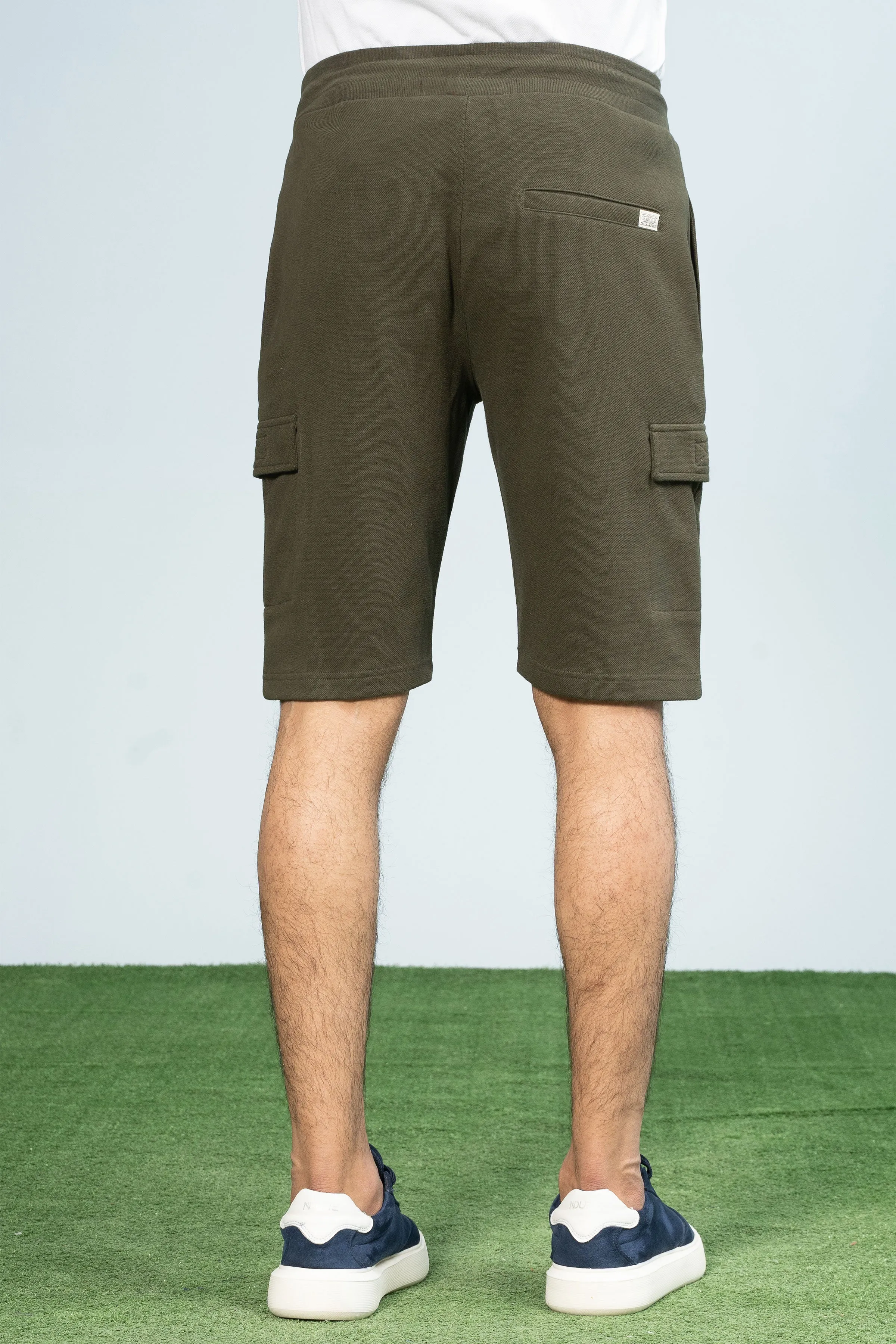 PIQUE TERRY CARGO SHORTS REGULAR FIT OLIVE