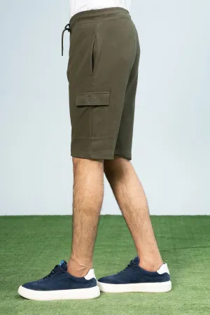 PIQUE TERRY CARGO SHORTS REGULAR FIT OLIVE