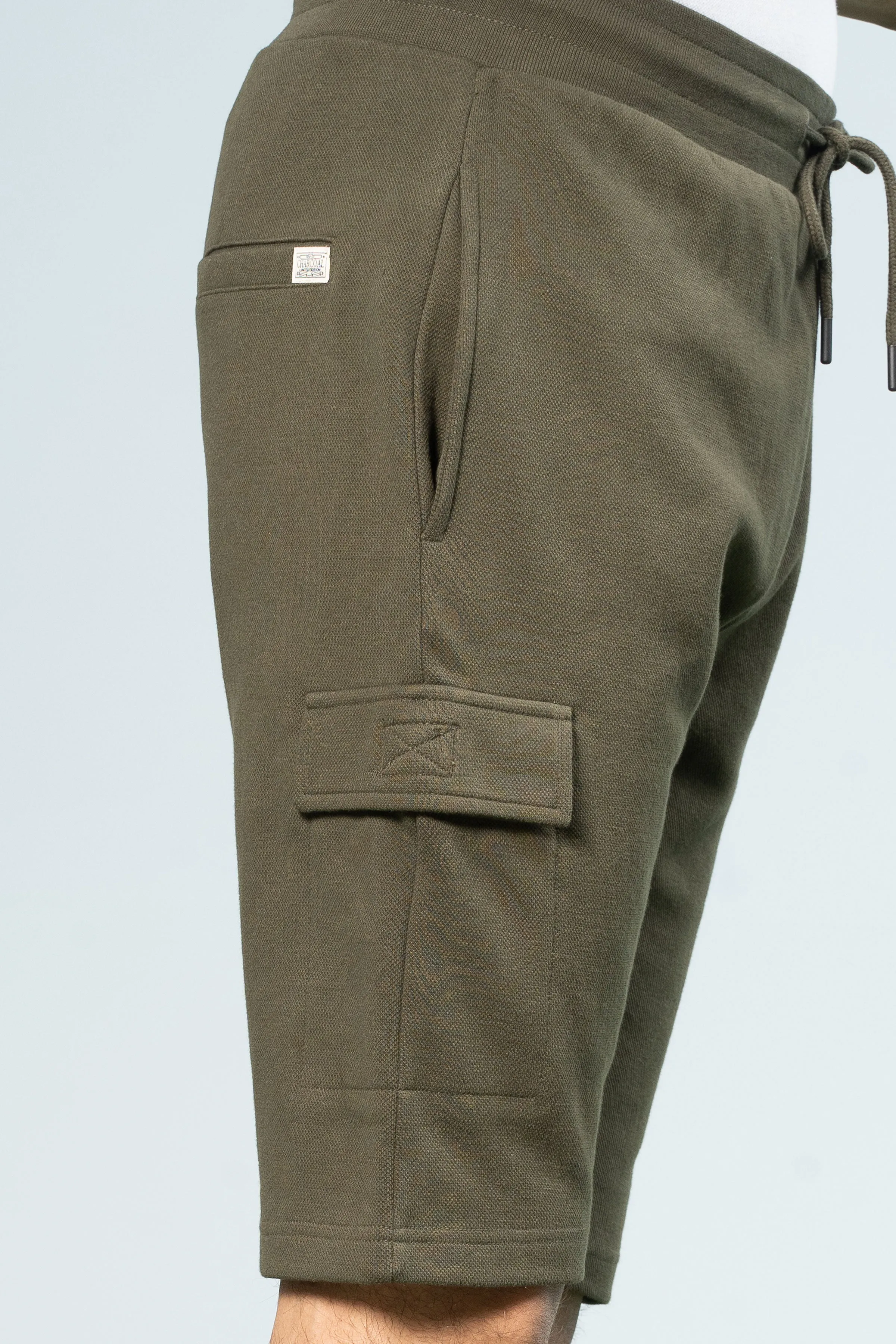 PIQUE TERRY CARGO SHORTS REGULAR FIT OLIVE