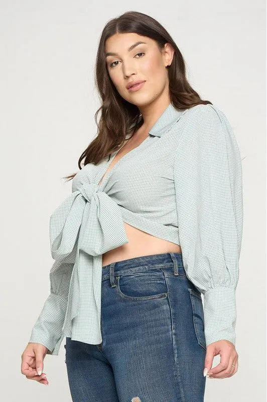 Plaid self tie crop top