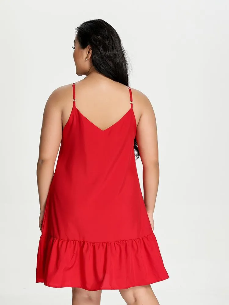 Pleated Hem Supspender Dress