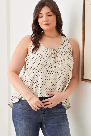 Plus Size All Over Print Crop Ruffle Button Top