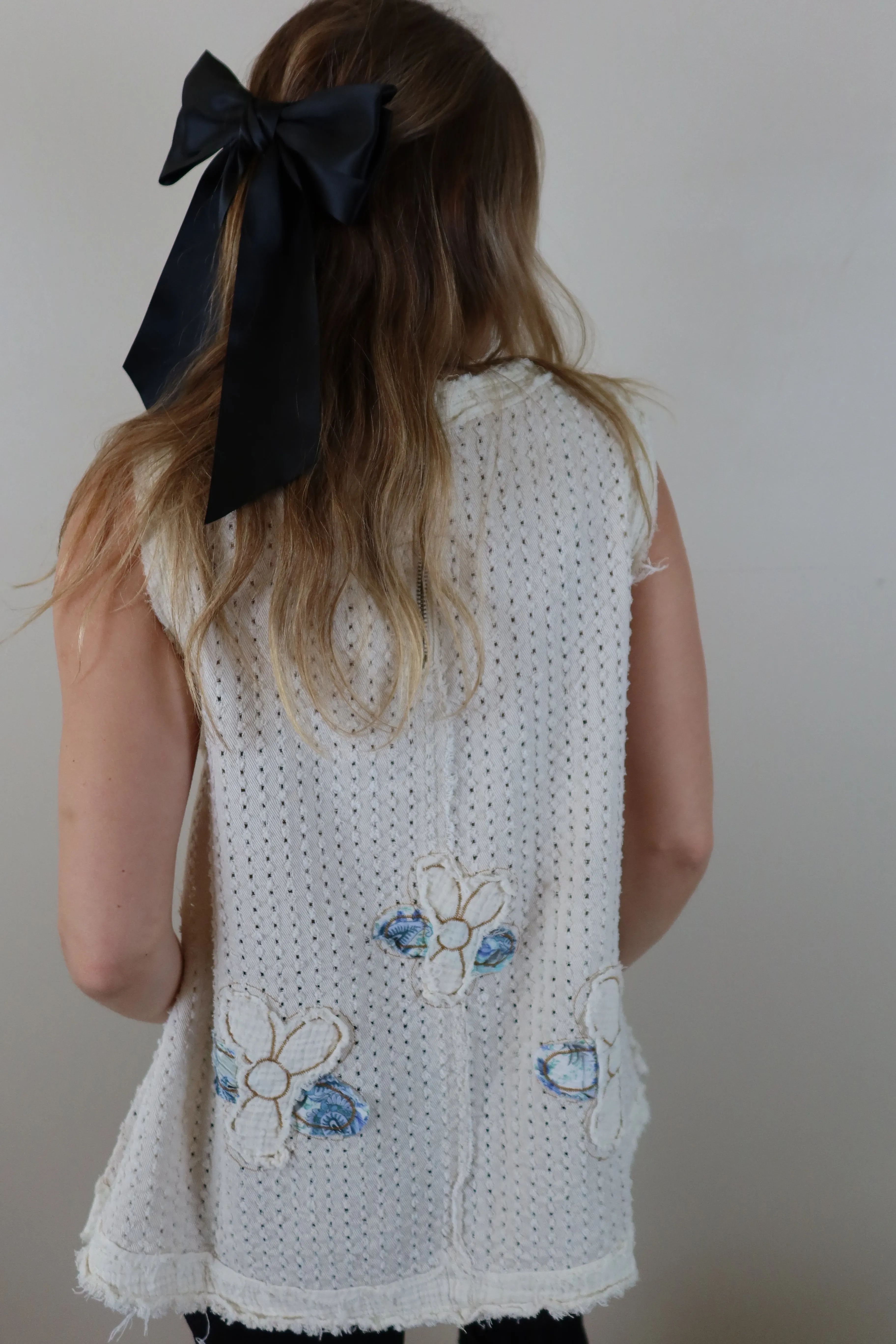 POL Cream Embroidered Floral Top