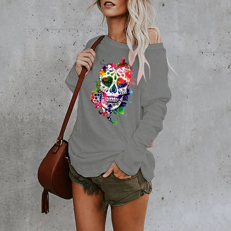 Princess New Casual Sexy Personality Skull Long-Sleeved Top