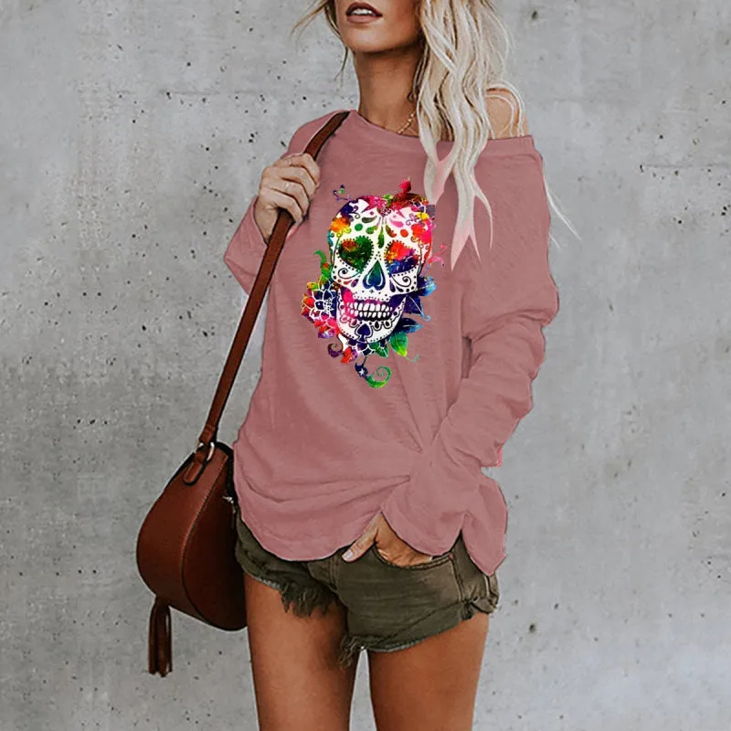 Princess New Casual Sexy Personality Skull Long-Sleeved Top