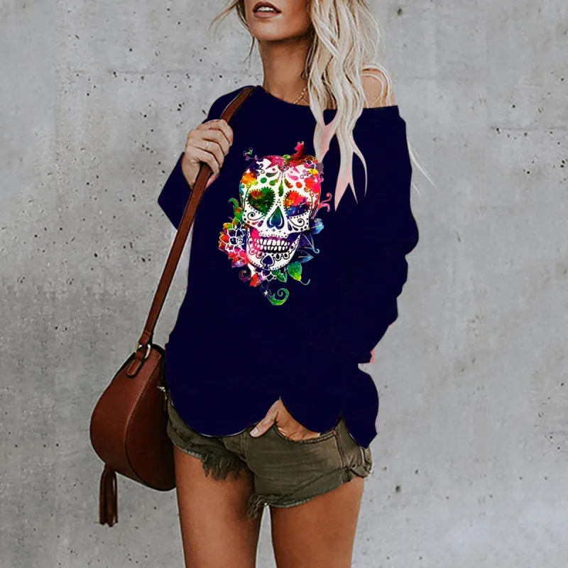 Princess New Casual Sexy Personality Skull Long-Sleeved Top