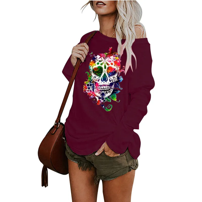 Princess New Casual Sexy Personality Skull Long-Sleeved Top