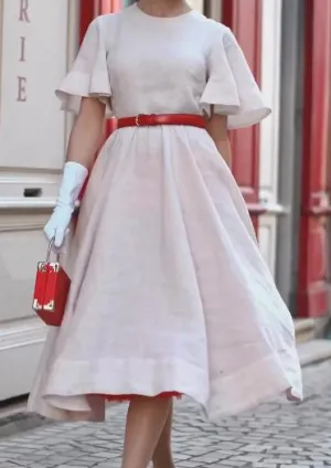 Pure White Elegant Midi Dress