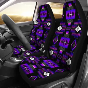 Purple And Black Native Tribal Universal Fit Car Seat Covers