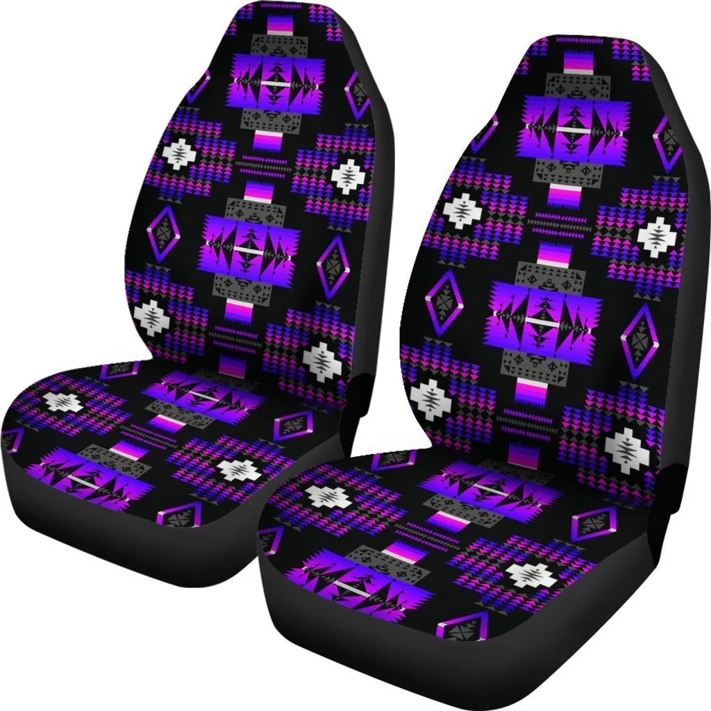 Purple And Black Native Tribal Universal Fit Car Seat Covers