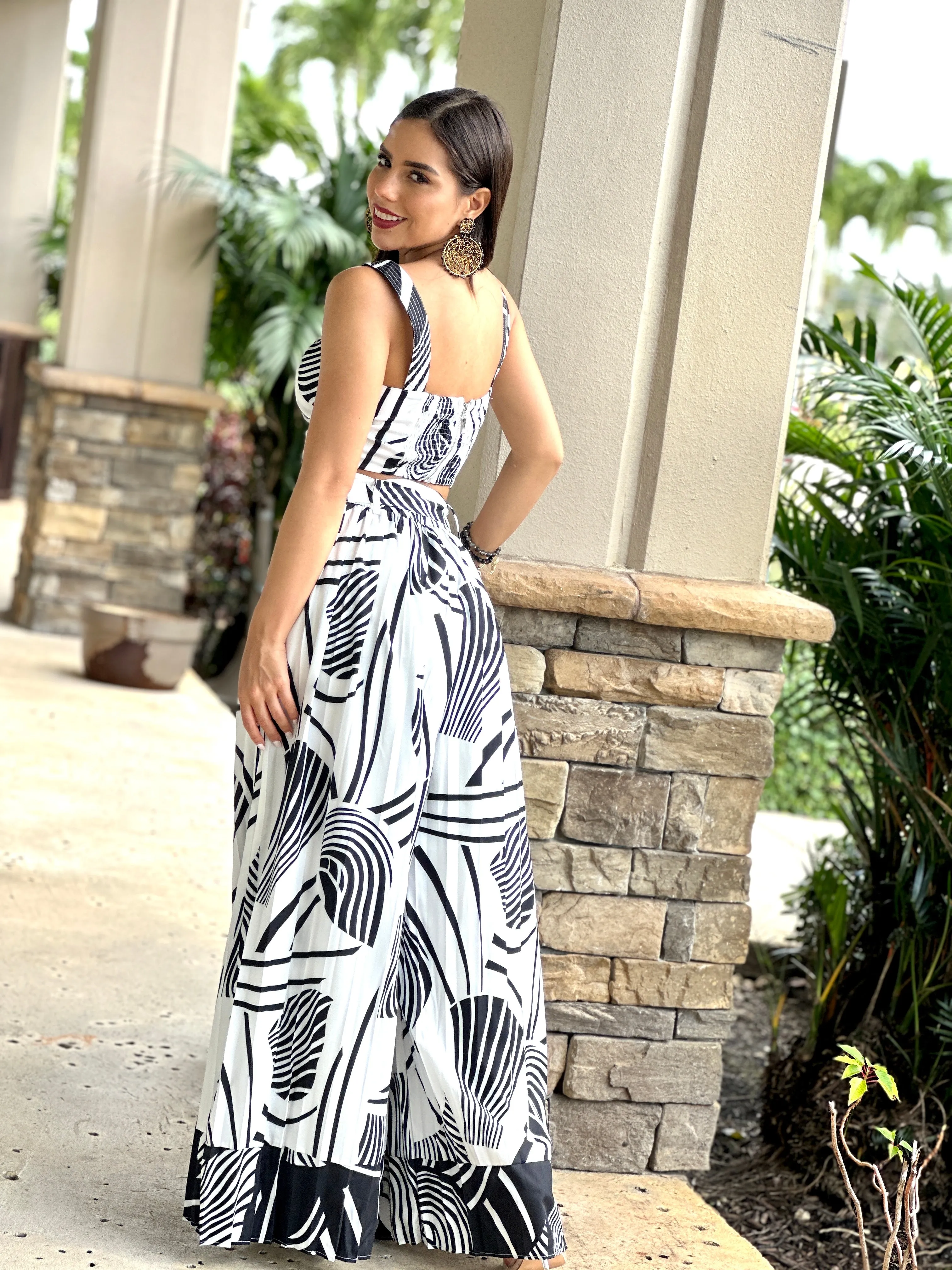 "Milla" Printed Pleated Pants Set
