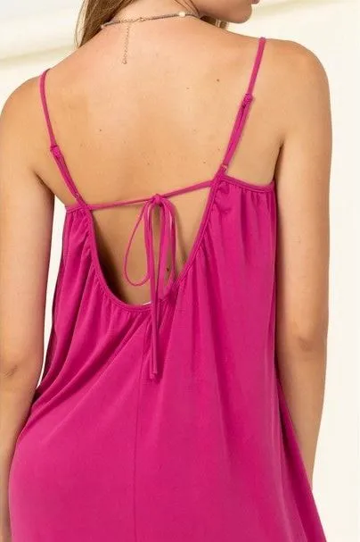 Radiant Pink Tie Back Midi Dress