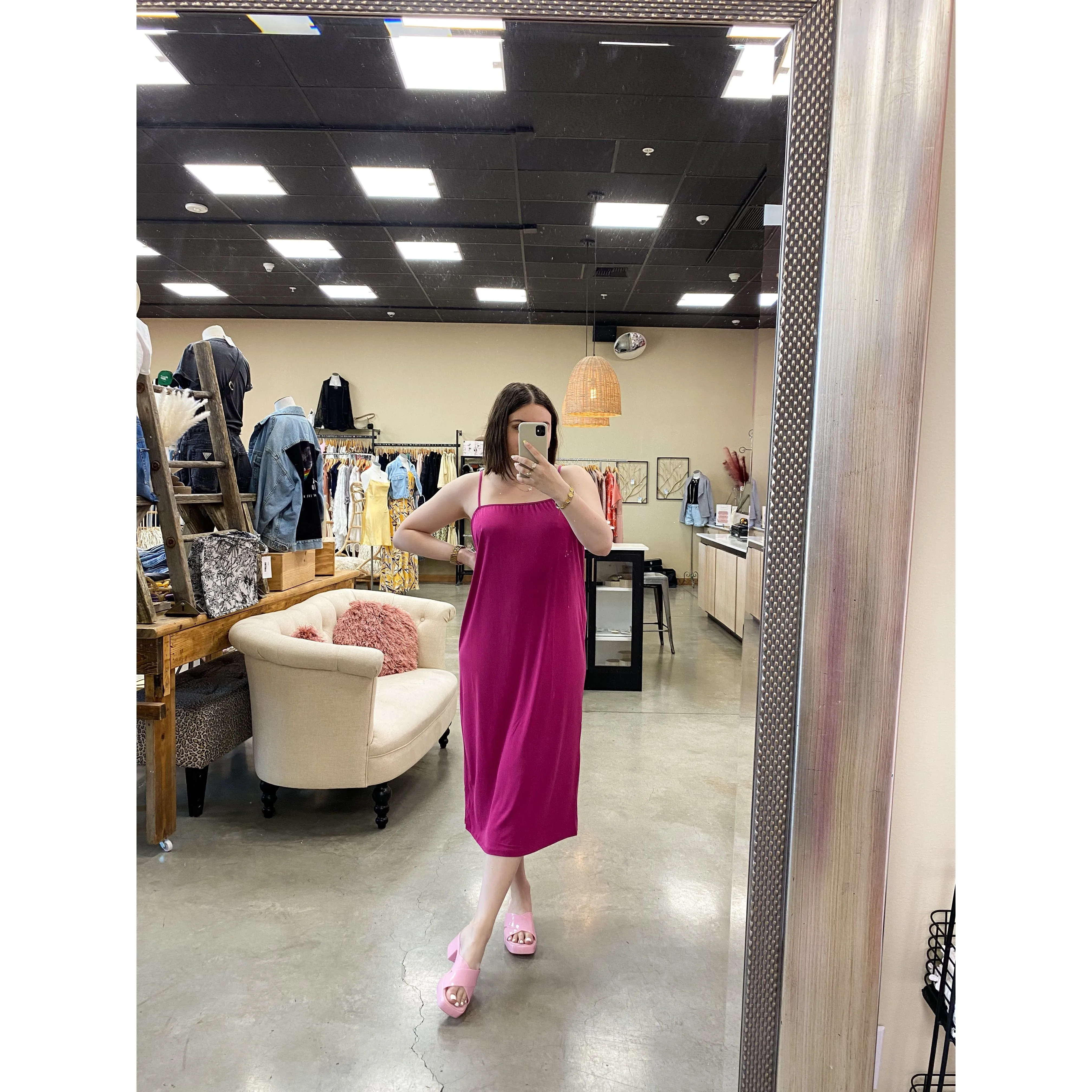 Radiant Pink Tie Back Midi Dress