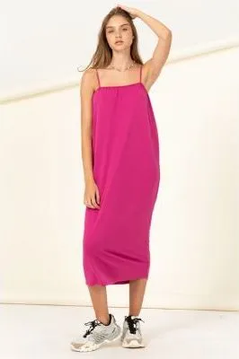 Radiant Pink Tie Back Midi Dress