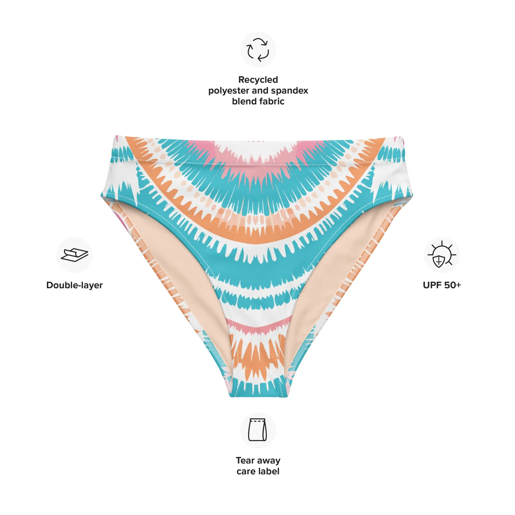 Recycled High-Waisted Bikini Bottom Peachy Ocean Drift