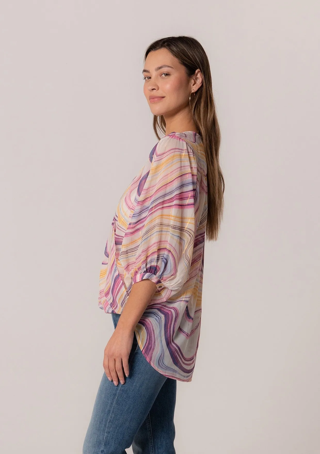 Retro Swirl 3/4 sleeve blouse