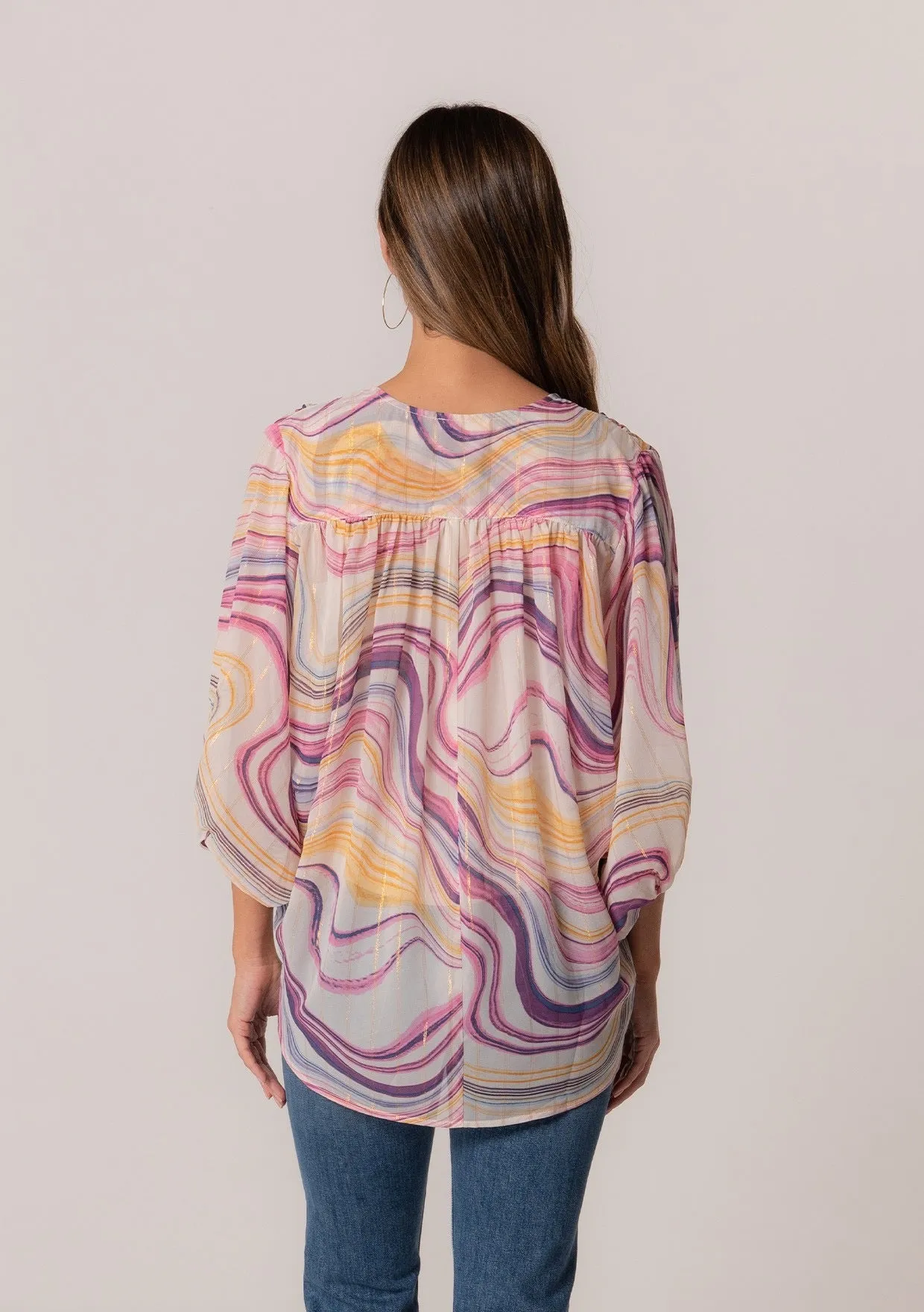 Retro Swirl 3/4 sleeve blouse