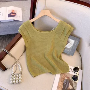 Ruffle Trimmed Ice Silk Top