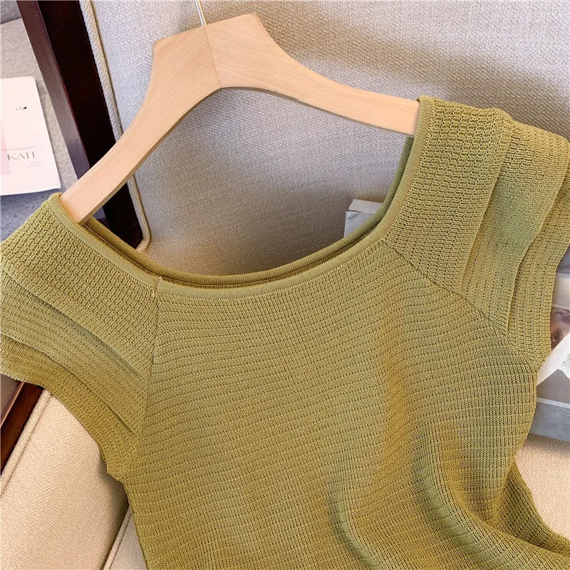 Ruffle Trimmed Ice Silk Top